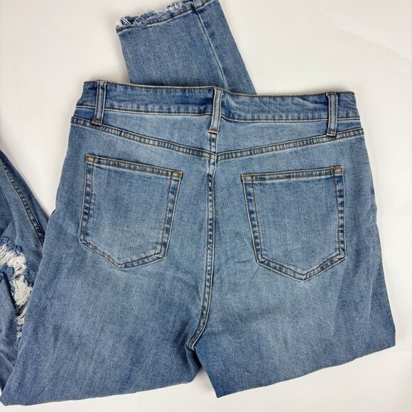Wild Fable High Rise Mom Jeans Womens Size 10 Distressed Light Wash Blue Denim - Picture 10 of 13